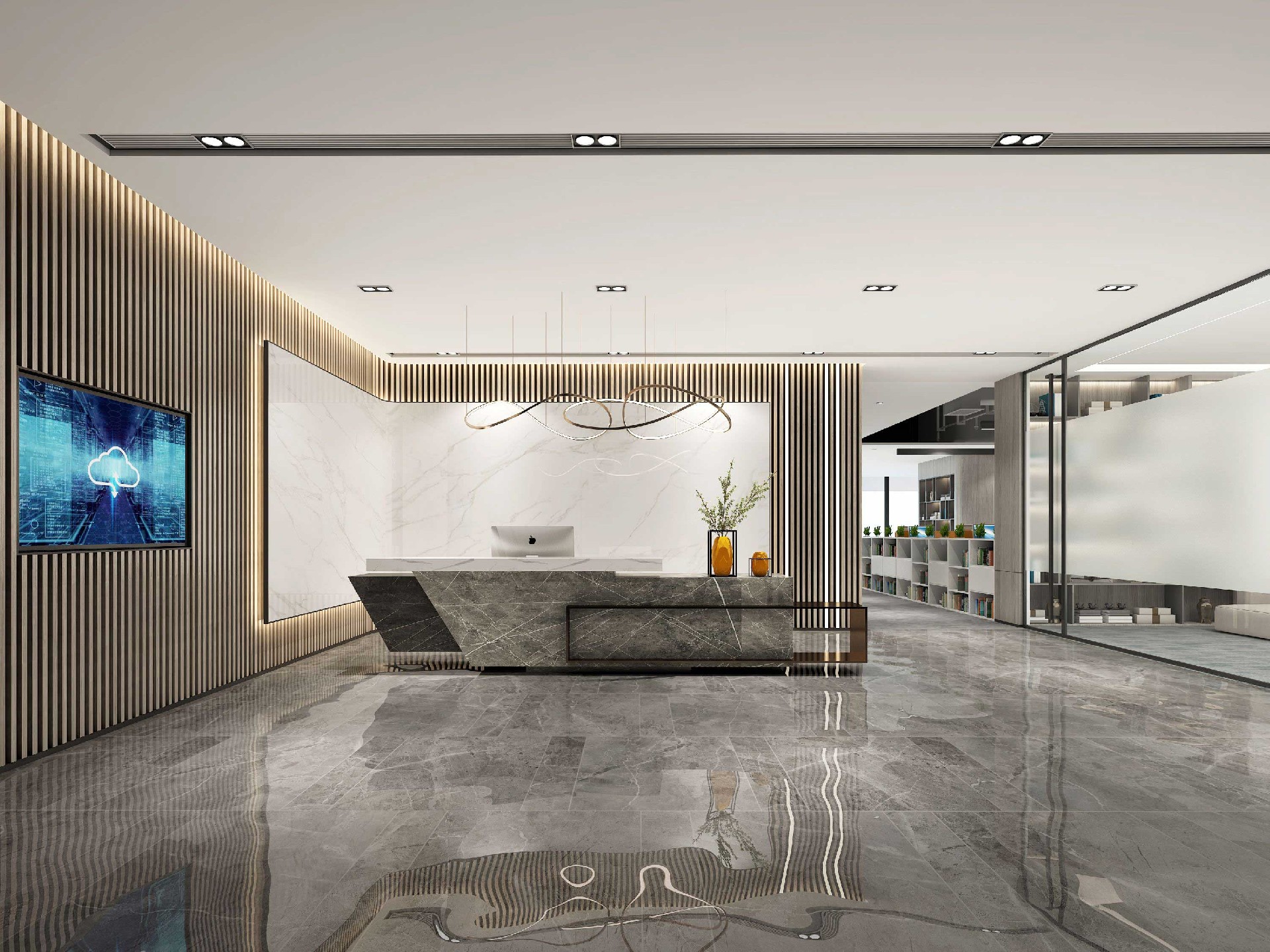 465平米新郑办公室装修施工效果图