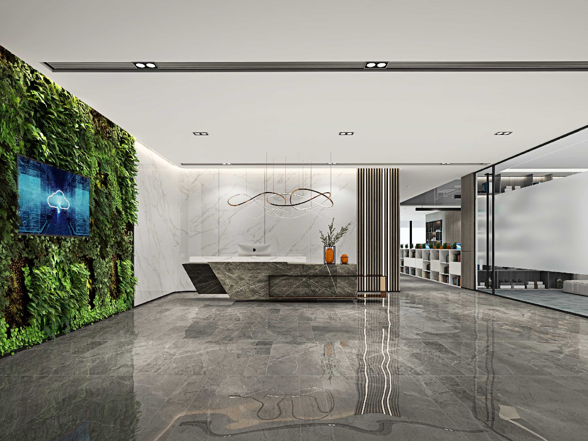 465平米新郑办公室装修施工效果图