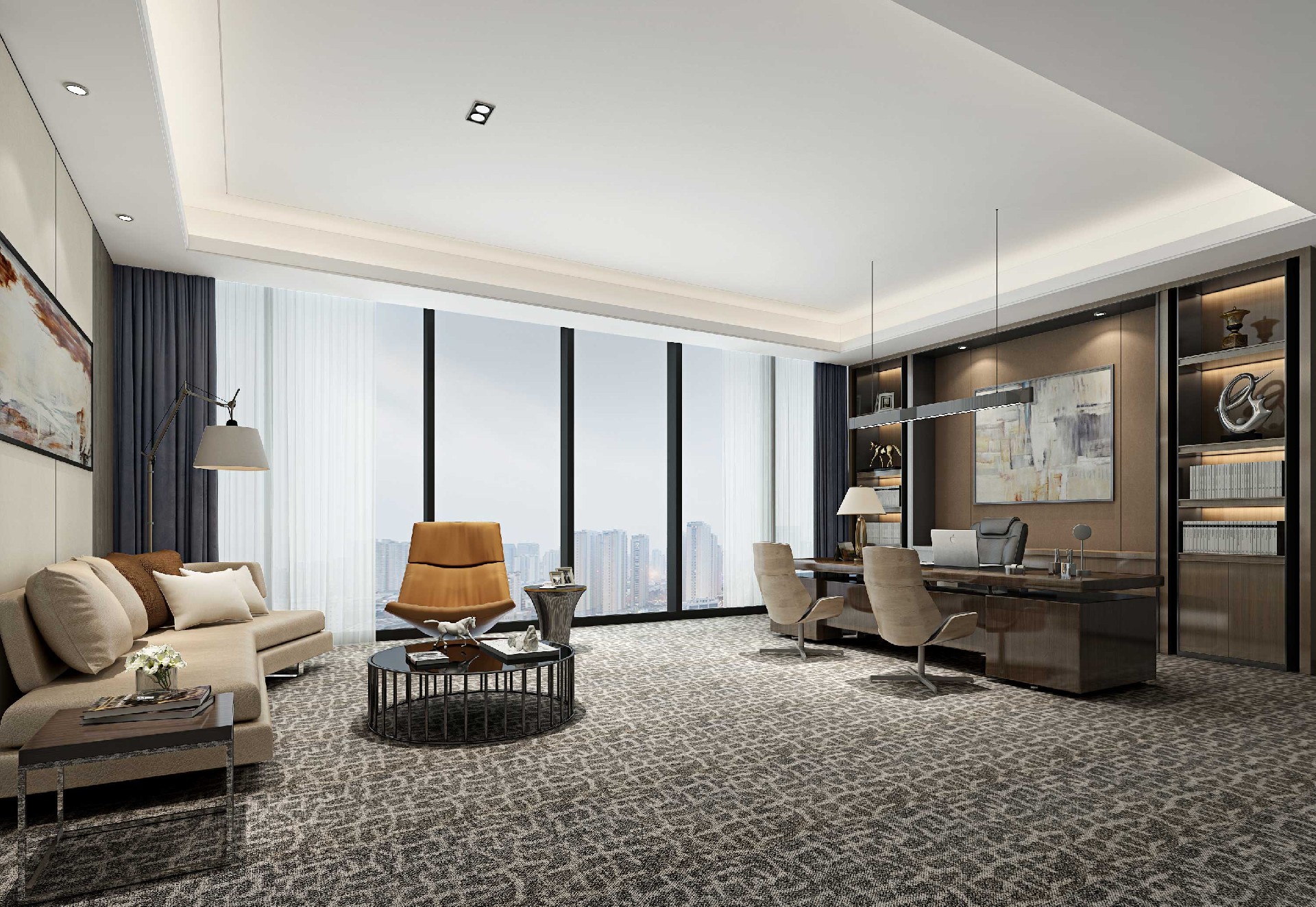 465平米新郑办公室装修施工效果图