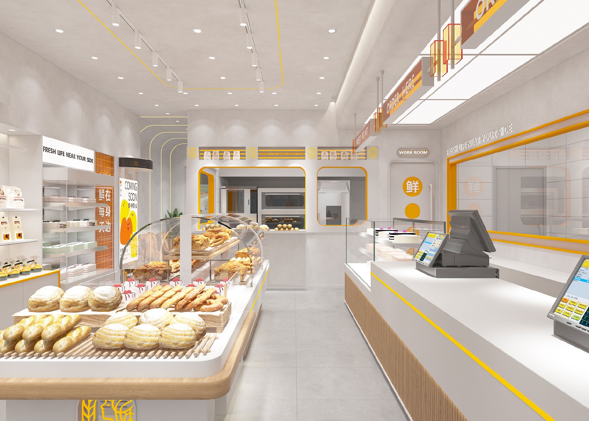 60平米新郑烘焙店设计效果图