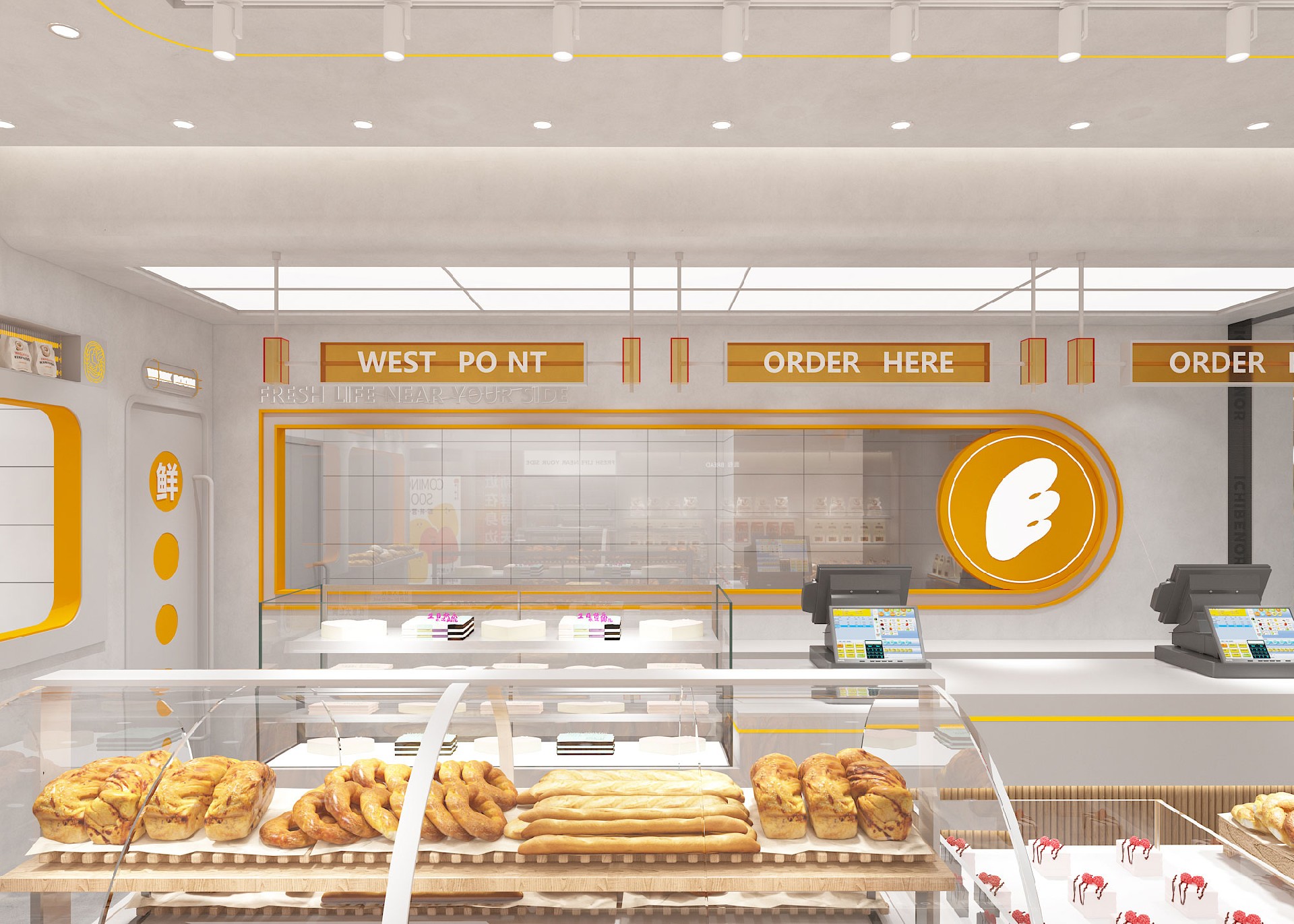 60平米新郑烘焙店设计效果图