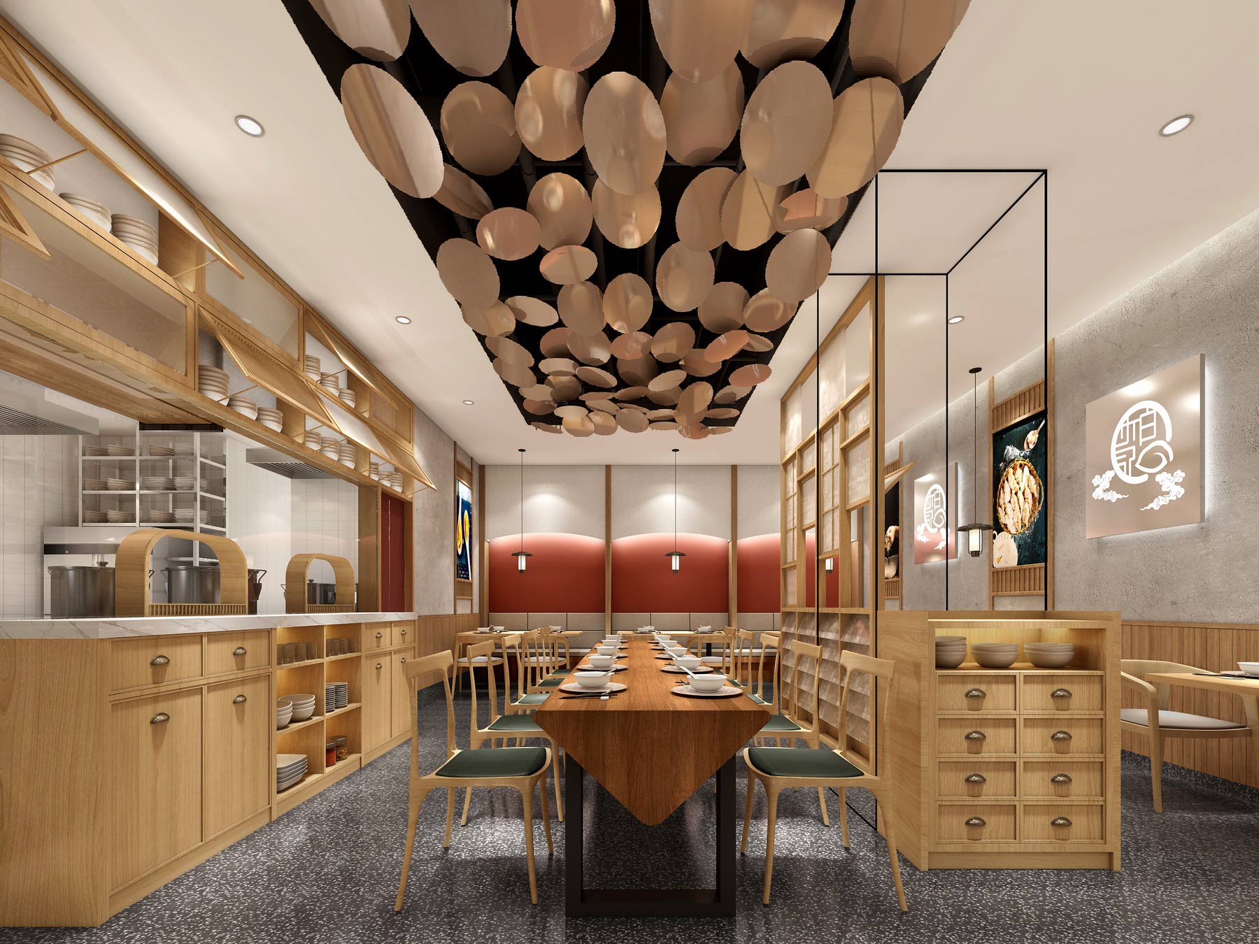 150平米新郑水饺店面装修设计效果图
