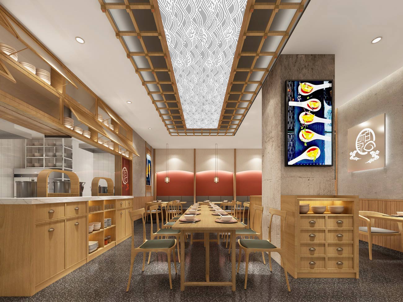 150平米新郑水饺店面装修设计效果图