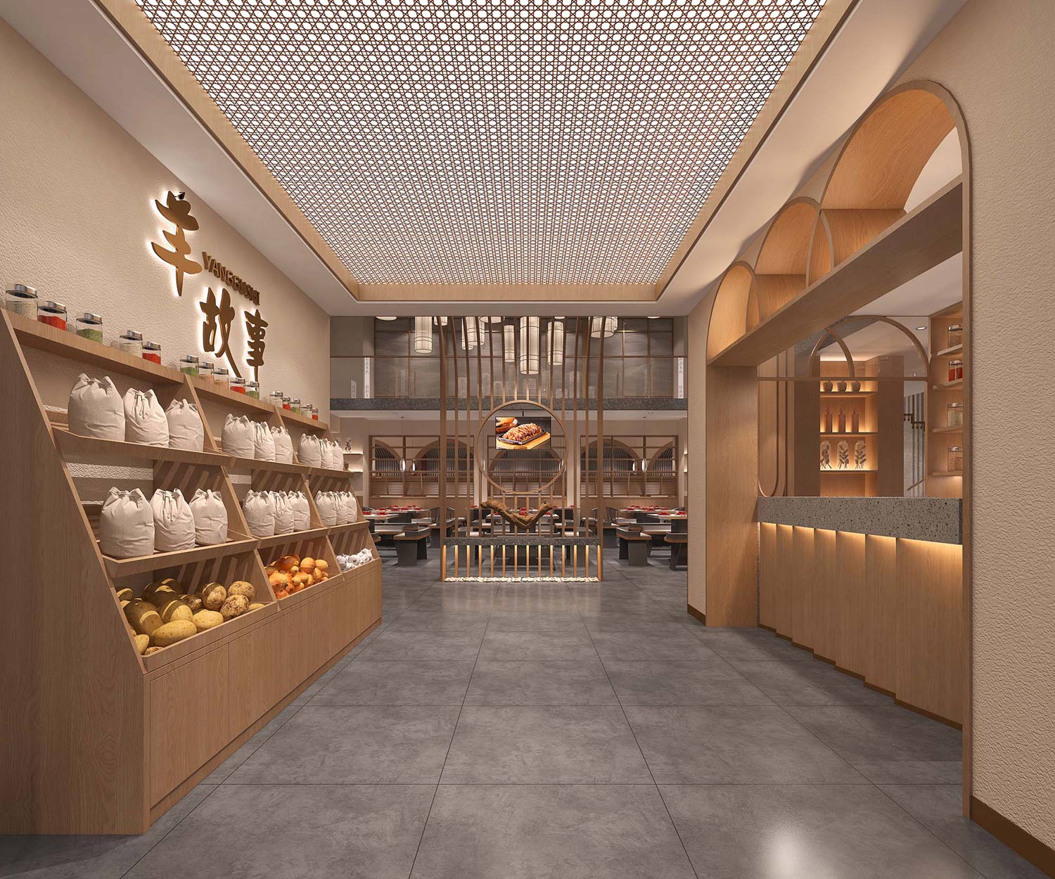 300平米新郑羊肉馆饭店装修设计效果图