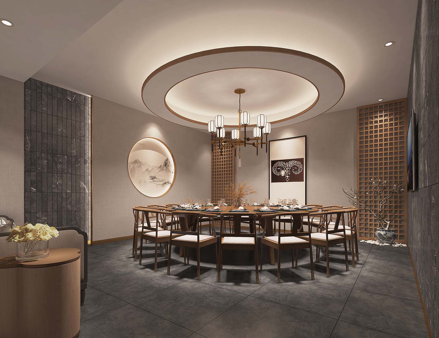 300平米新郑羊肉馆饭店装修设计效果图