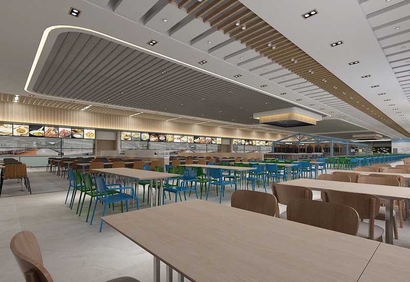 500平米新郑工厂食堂装修设计效果图