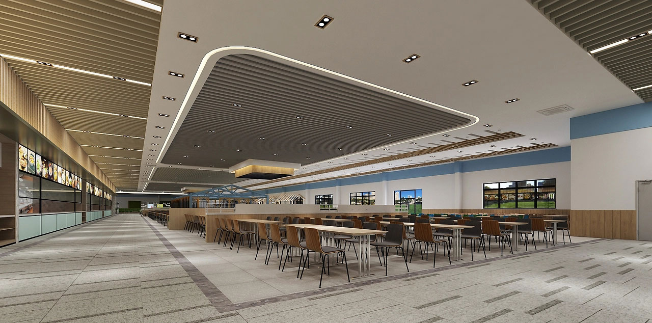 500平米新郑工厂食堂装修设计效果图