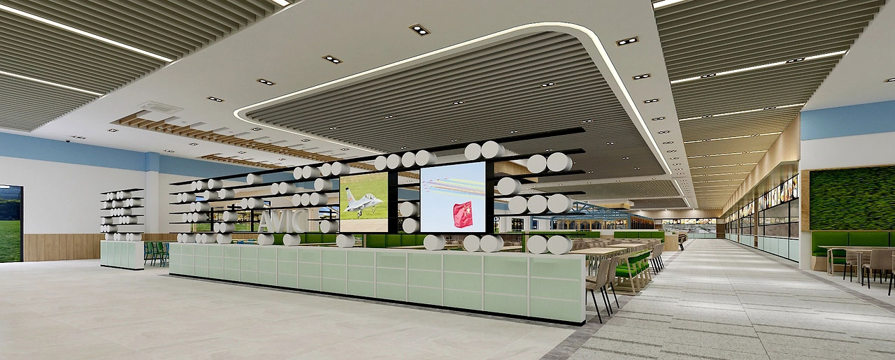 500平米新郑工厂食堂装修设计效果图