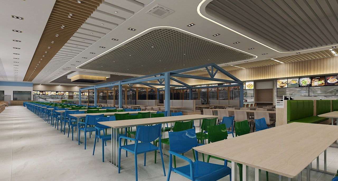500平米新郑工厂食堂装修设计效果图
