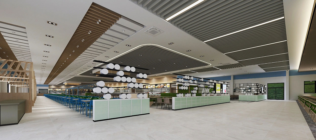 500平米新郑工厂食堂装修设计效果图