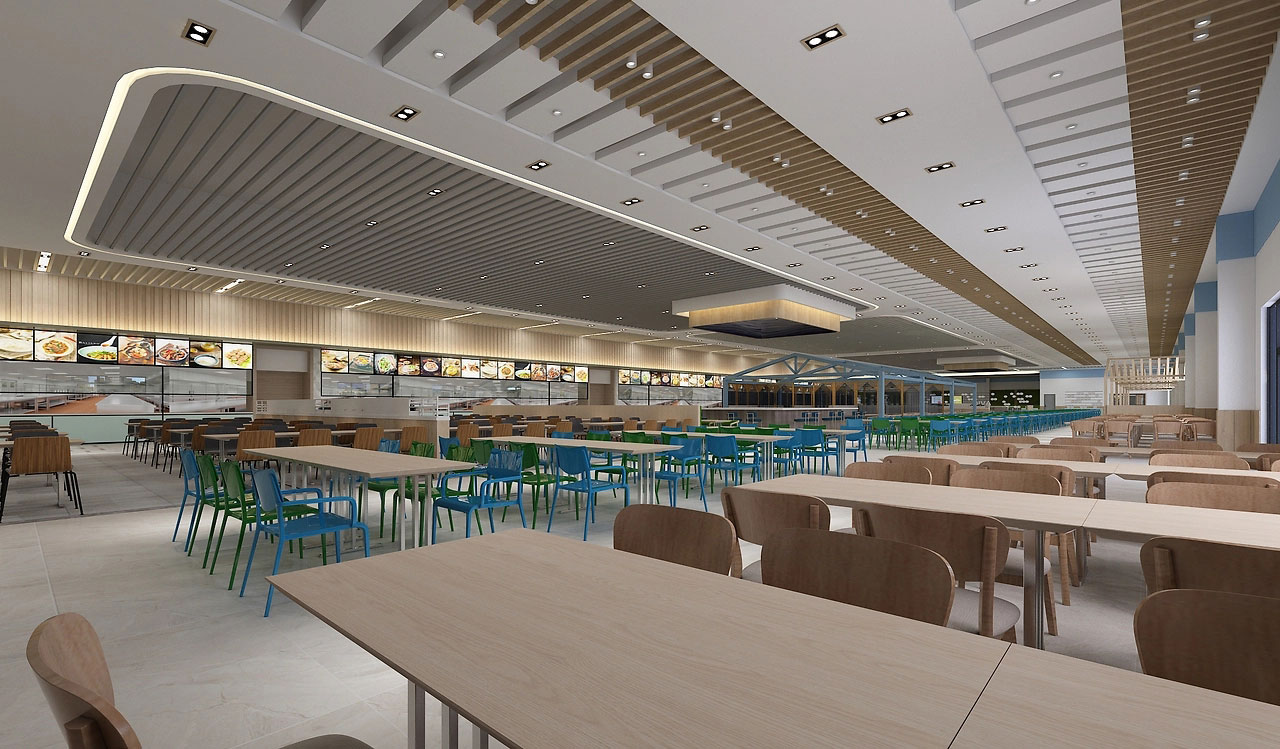 500平米新郑工厂食堂装修设计效果图