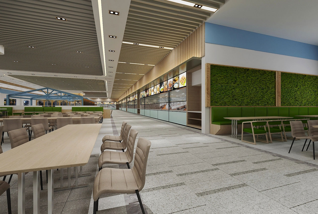 500平米新郑工厂食堂装修设计效果图