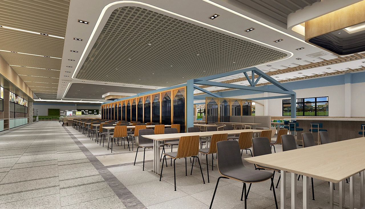 500平米新郑工厂食堂装修设计效果图