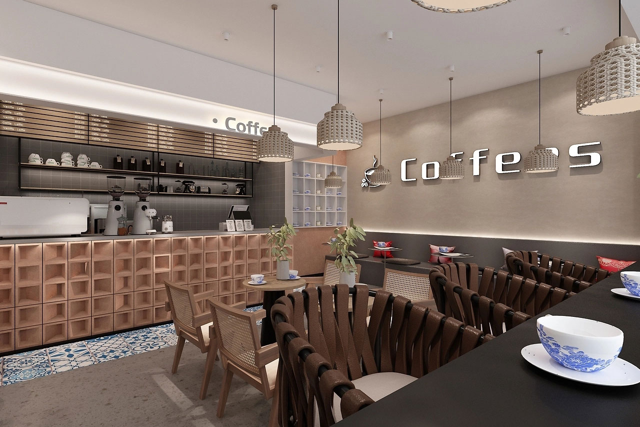 129平米新郑咖啡店装修设计效果图