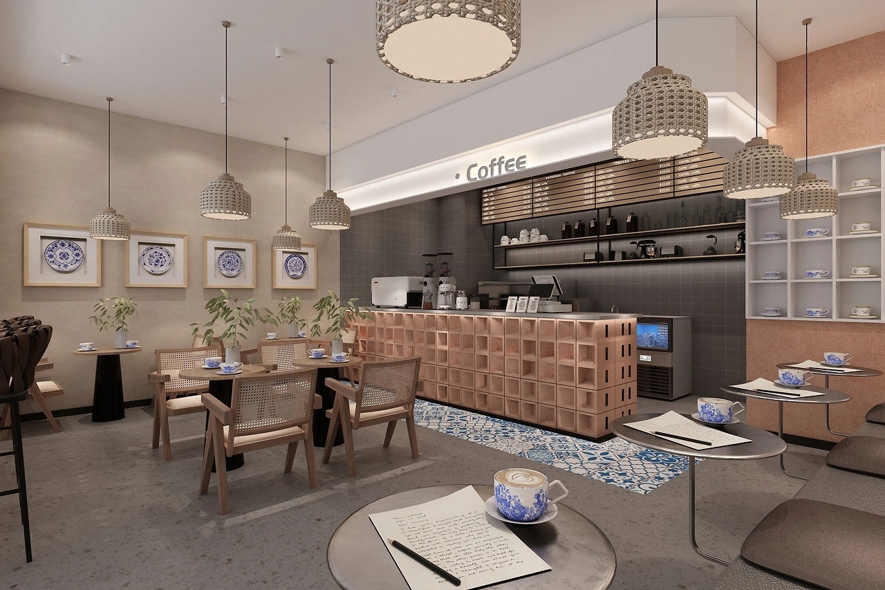 129平米新郑咖啡店装修设计效果图
