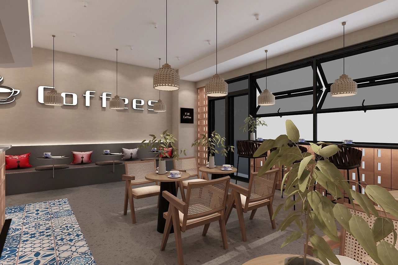 129平米新郑咖啡店装修设计效果图