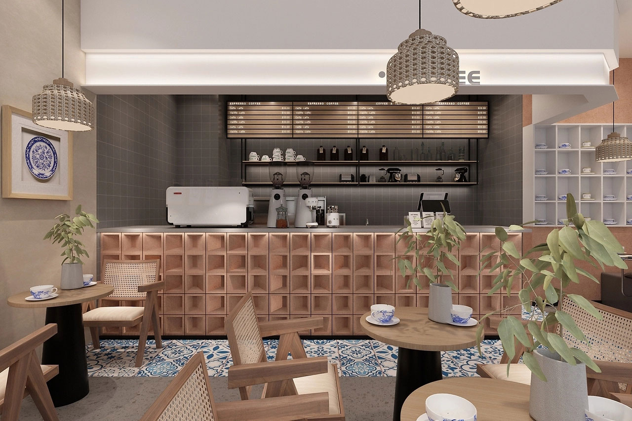 129平米新郑咖啡店装修设计效果图