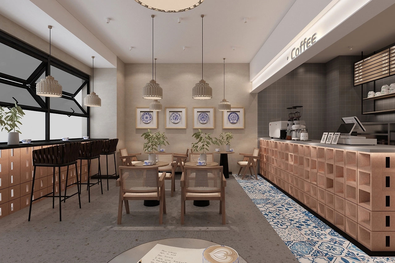 129平米新郑咖啡店装修设计效果图