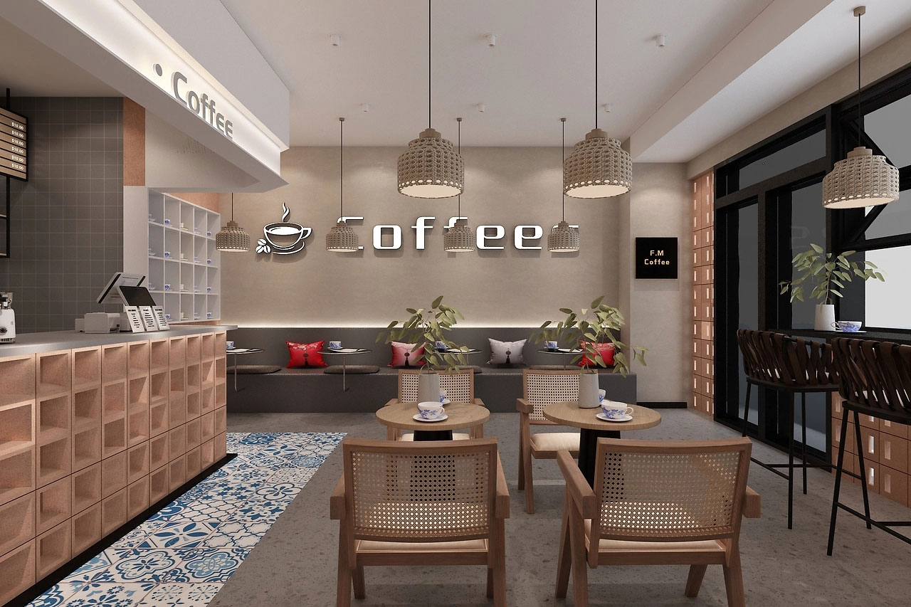 129平米新郑咖啡店装修设计效果图