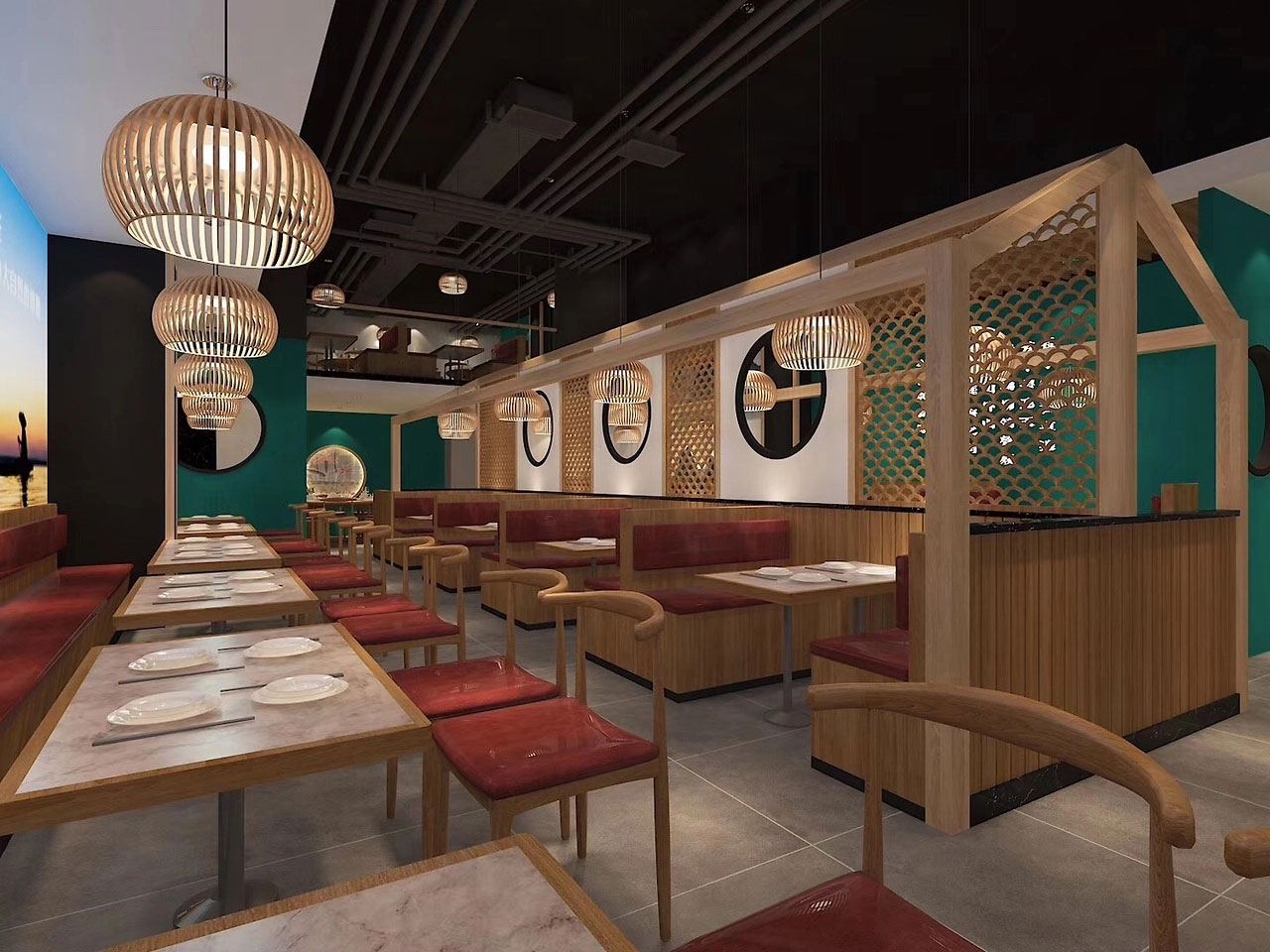 152平米新郑鱼火锅店面装修设计效果图