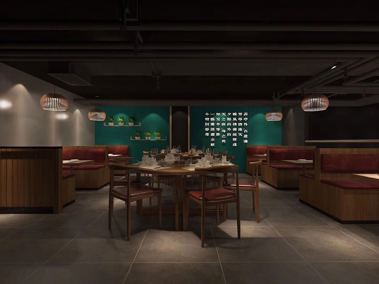 152平米新郑鱼火锅店面装修设计效果图