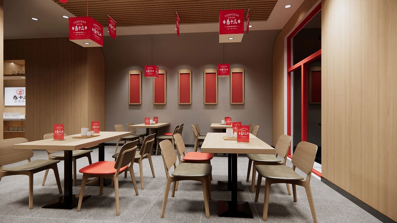 136平米新郑面馆装修设计效果图