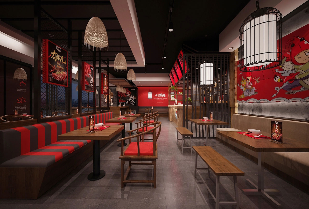 182平米新郑小龙虾店面装修设计效果图