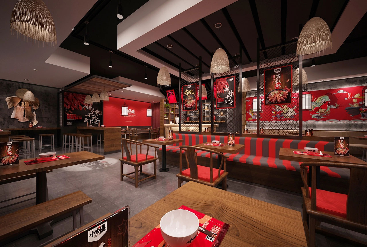 182平米新郑小龙虾店面装修设计效果图