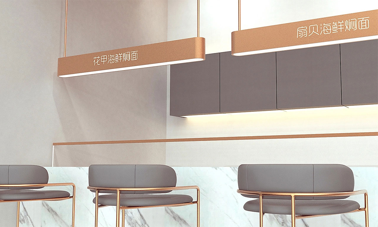 87平米新郑海鲜焖面店装修设计效果图