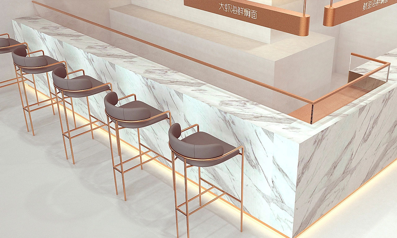 87平米新郑海鲜焖面店装修设计效果图
