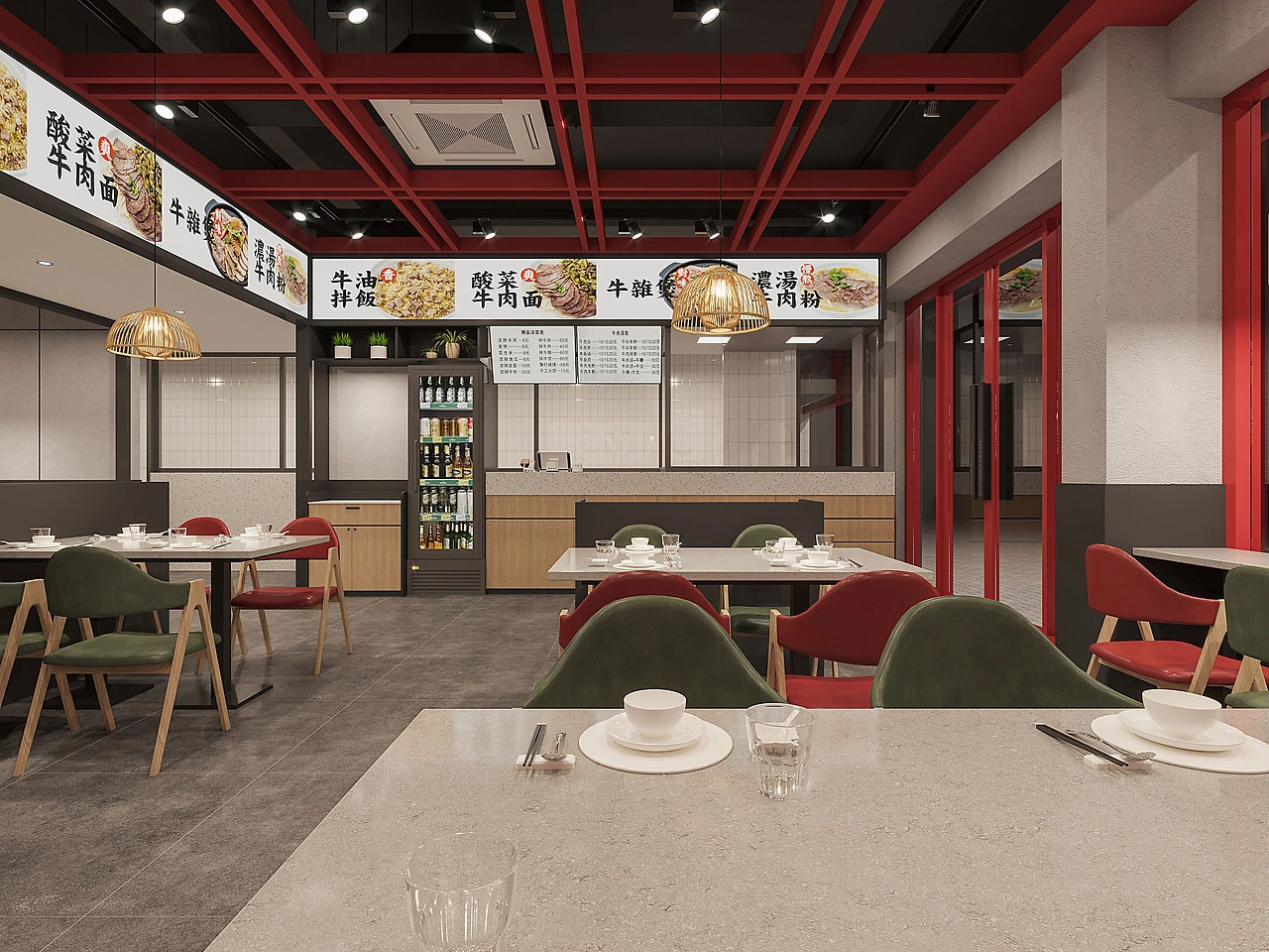 225平米新郑牛肉馆店面设计效果图