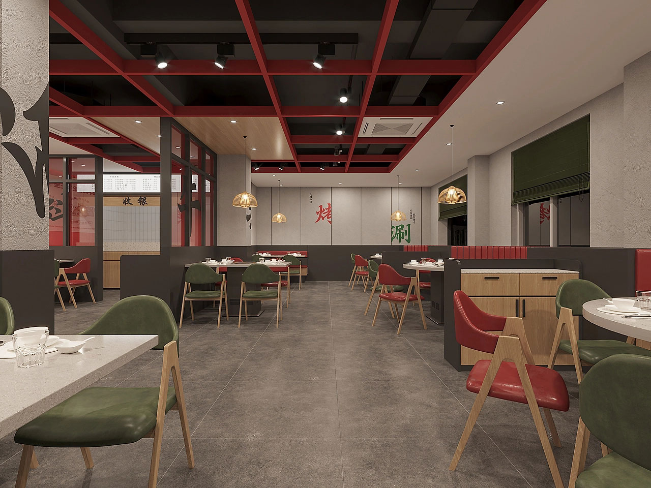 225平米新郑牛肉馆店面设计效果图