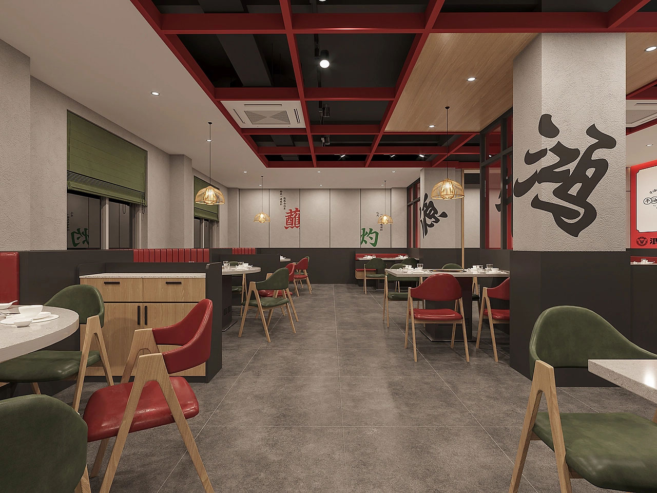 225平米新郑牛肉馆店面设计效果图