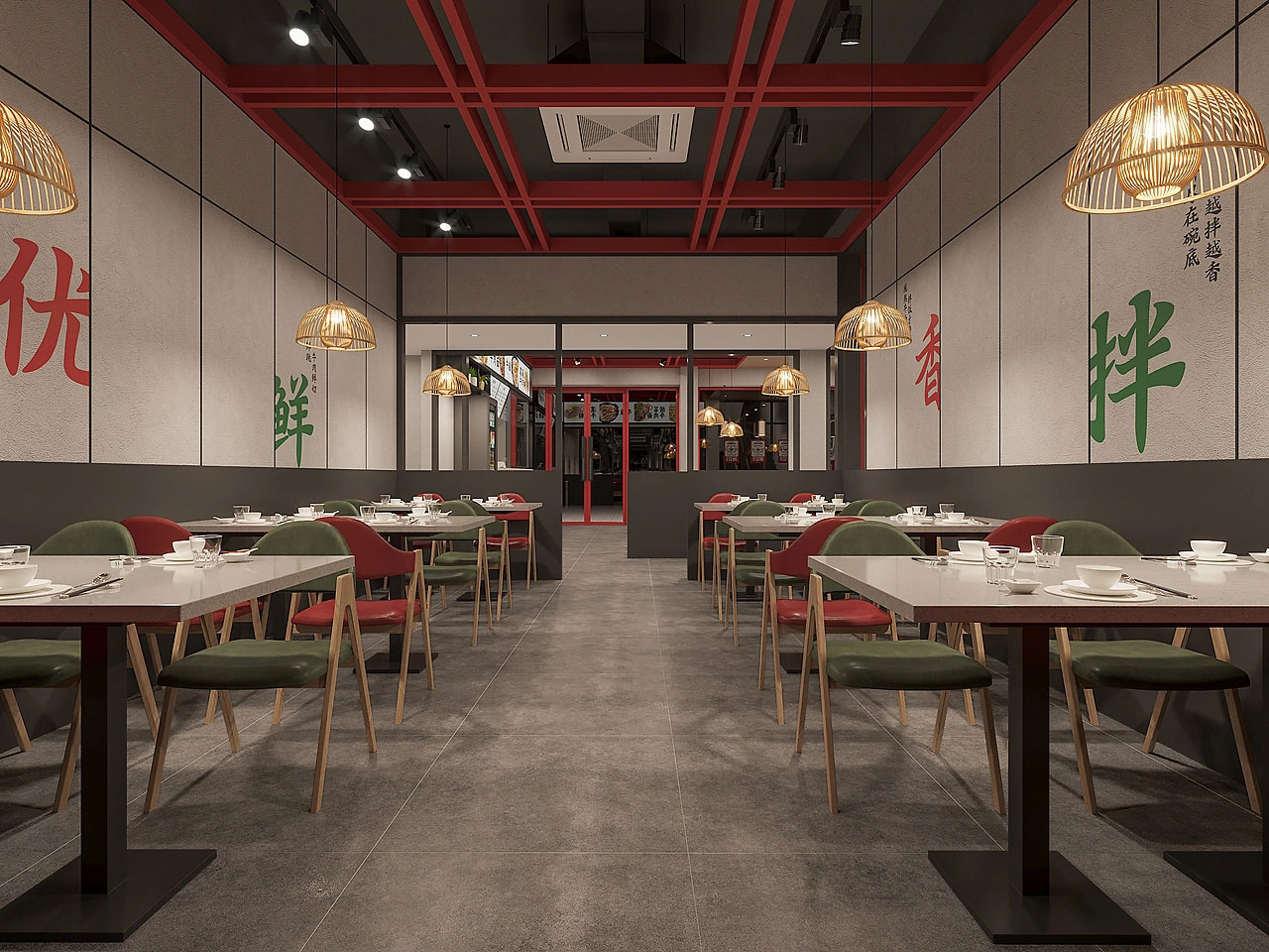 225平米新郑牛肉馆店面设计效果图