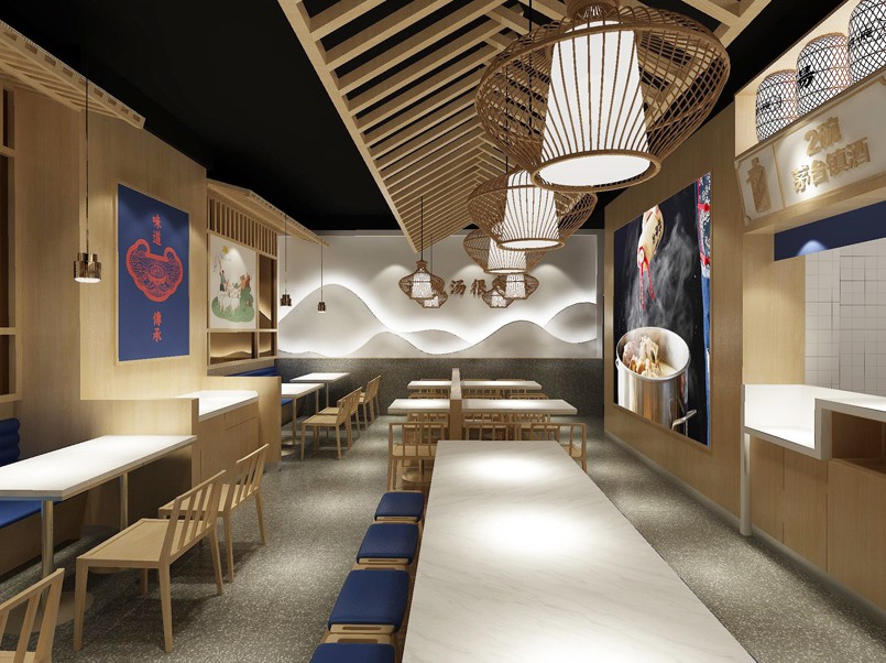 140平米新郑米粉小吃店装修设计效果图