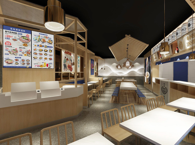 140平米新郑米粉小吃店装修设计效果图
