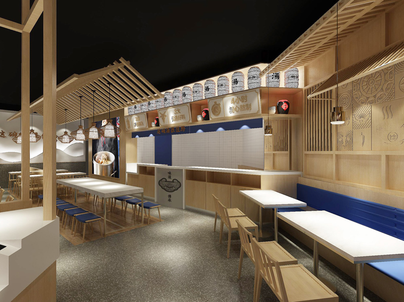 140平米新郑米粉小吃店装修设计效果图