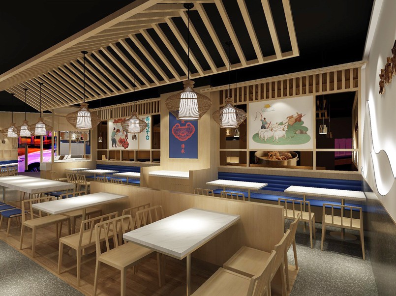 140平米新郑米粉小吃店装修设计效果图