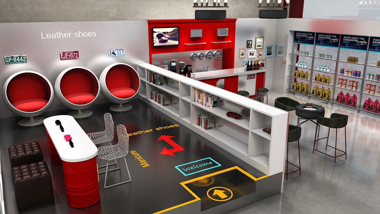 252平米新郑洗车店装修设计效果图