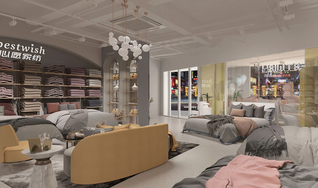 165平米新郑家纺店面装修设计效果图