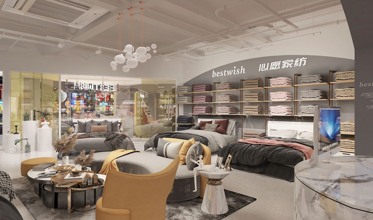 165平米新郑家纺店面装修设计效果图
