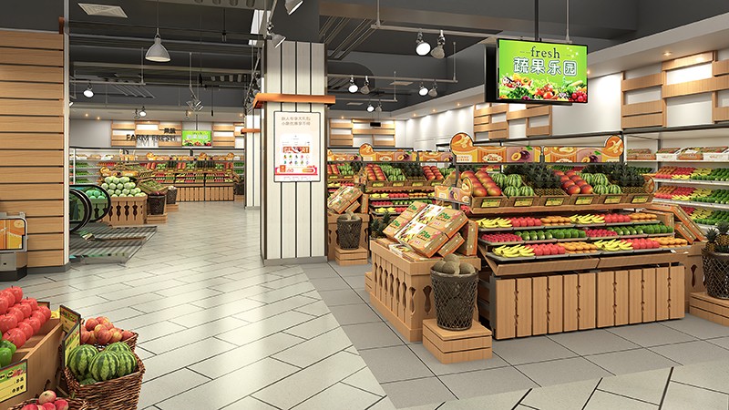 350平米新郑生鲜超市装修设计效果图