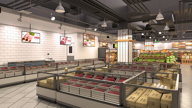 350平米新郑生鲜超市装修设计效果图